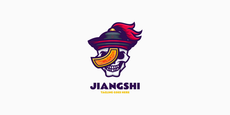Logo mascotte semplice del teschio Jiangshi - Caratteristiche Immagine 1