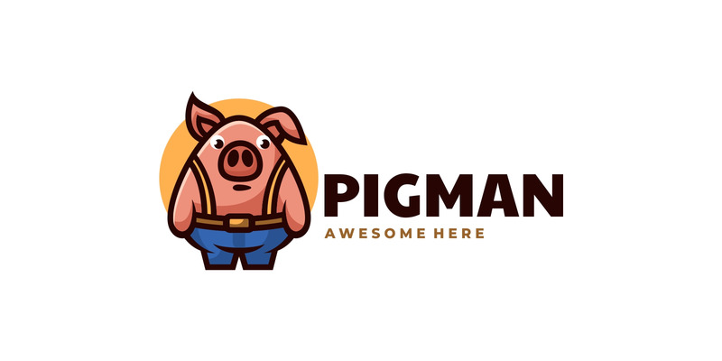 Logotipo de desenho animado de mascote homem porco - Features Image 1