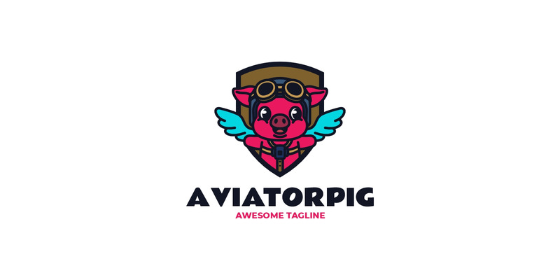 Mascot Pig Flying Logo Design - Features Image 1