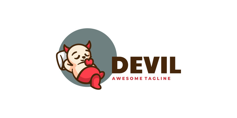 Djävulen tecknad logotyp mall - Features Image 1