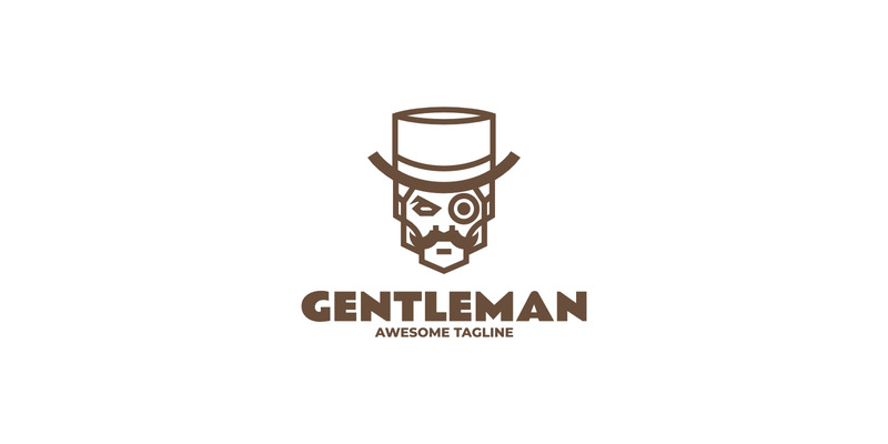 Line Art Gentleman Skull Logo Design - Features Image 1