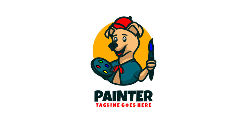 Painter Dog Mascot Cartoon Logo - Features Image 1