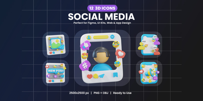 Дизайн 3D-иконок социальных сетей - Features Image 1
