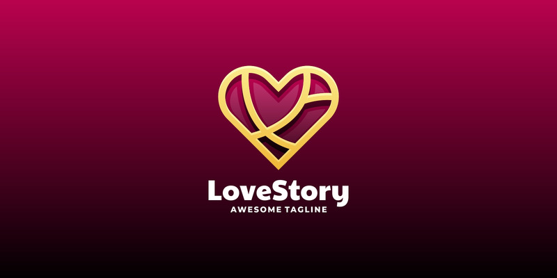 Love Story Line Art Logo Style #223937 TemplateMonster