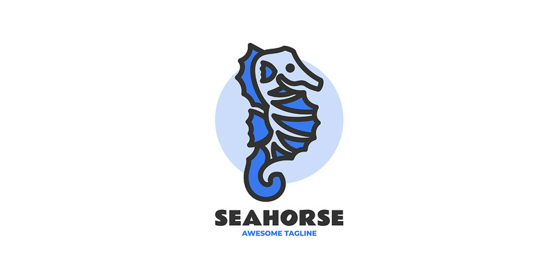 Zeepaardje eenvoudig mascottelogo 1 - Functieafbeelding 1