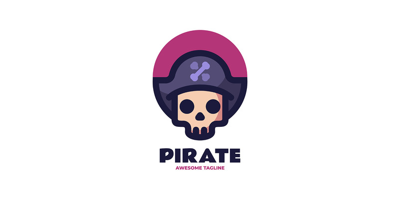 Logo de mascotte simple crâne de pirate - Caractéristiques de l’image 1