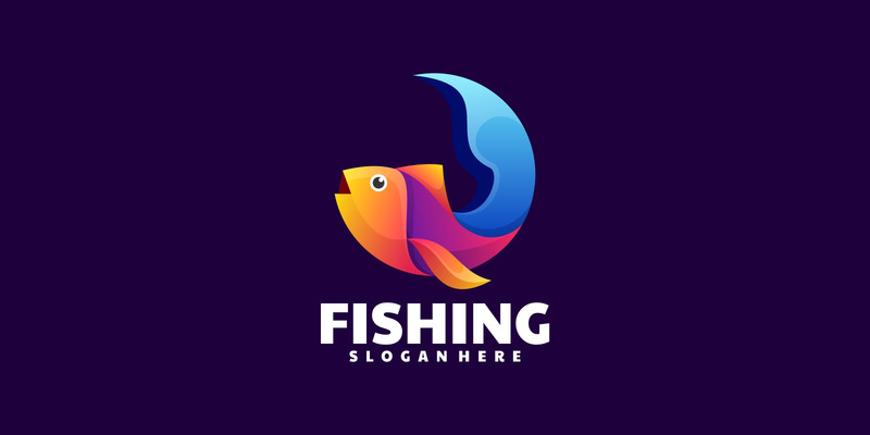 Modèle de logo coloré dégradé de pêche - Caractéristiques de l’image 1