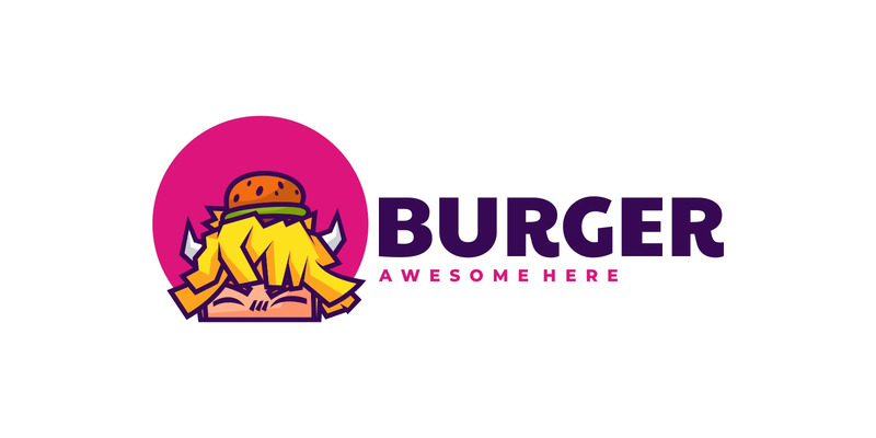 Logotipo de desenho animado de mascote Burger Boy - Features Image 1