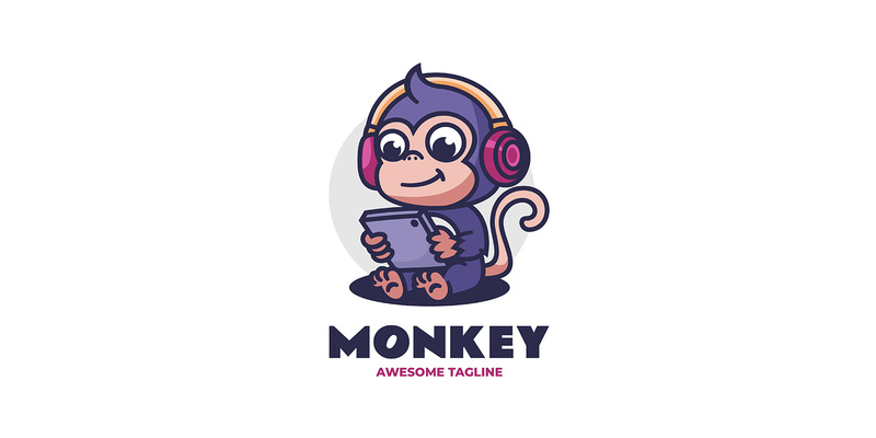 Logo de dessin animé de mascotte de singe mignon 1 - Caractéristiques de l’image 1