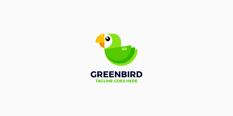 Zielony Ptak Proste Logo Maskotki 23 - Obraz funkcji 1