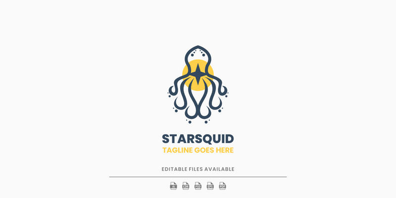 Modello di logo di Star Squid Line Art - Caratteristiche Immagine 1