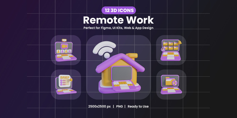 Remote Work 3D Icon Design - Features Image 1