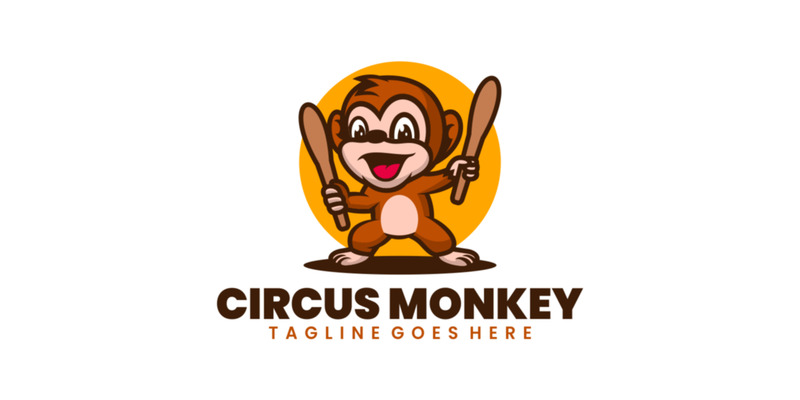Logo de dibujos animados de mascota de mono de circo - Características Imagen 1