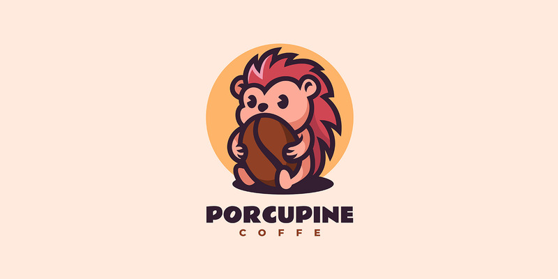 Porcupine kaffe maskot tecknad logotyp - Features Image 1