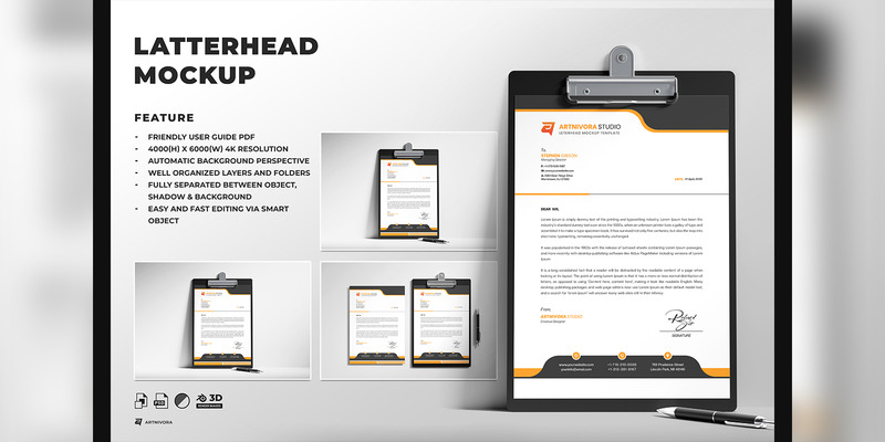 Letterhead on Metal Clipboard Mockup - Features Image 1