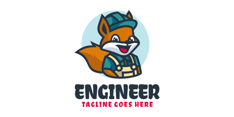 Ingenjör ekorre maskot tecknad logotyp - Funktionsbild 1