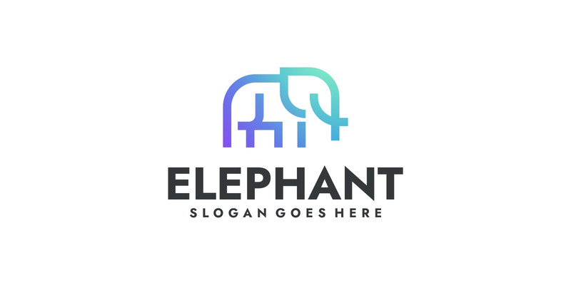 Modern Gradient Elephant Logo - Line Art Style - Features Image 1