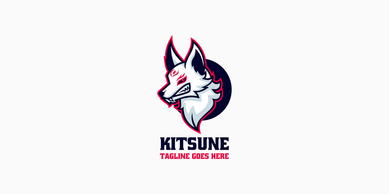 Logo mascotte semplice Kitsune 23 - Caratteristiche Immagine 1