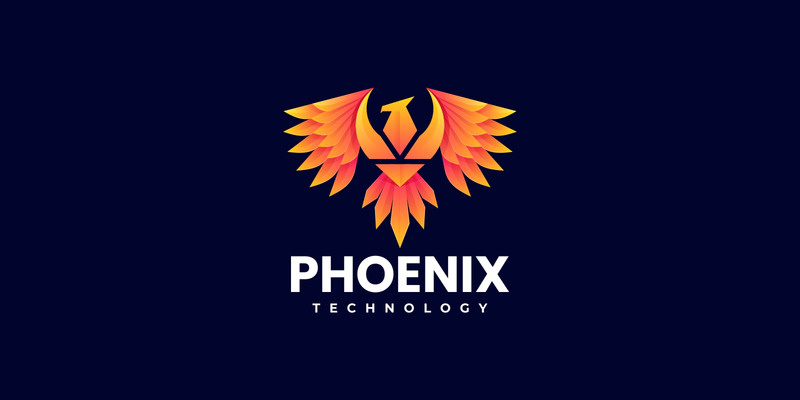 Disegno del logo a gradiente di uccello Phoenix - Caratteristiche Immagine 1