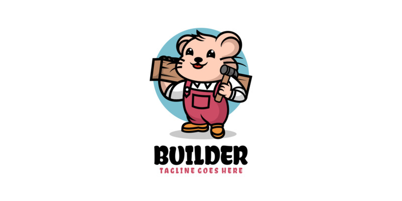 Logotipo de desenho animado do mascote do construtor - Features Image 1