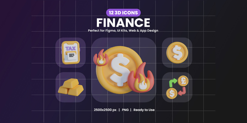 Finance 3D Icon Pack Design - Features Image 1