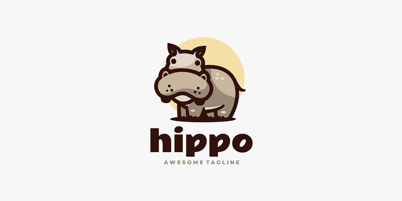 Design semplice del logo della mascotte Ippopotamo - Caratteristiche Immagine 1