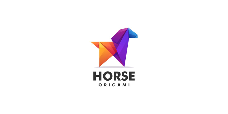 Logo colorato sfumato origami cavallo - Caratteristiche Immagine 1