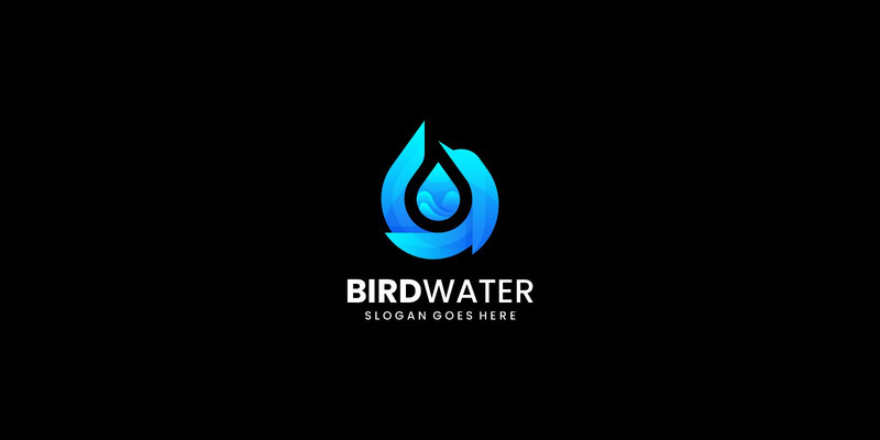 Modern Gradient Bird & Water Logo Design - Features Image 1