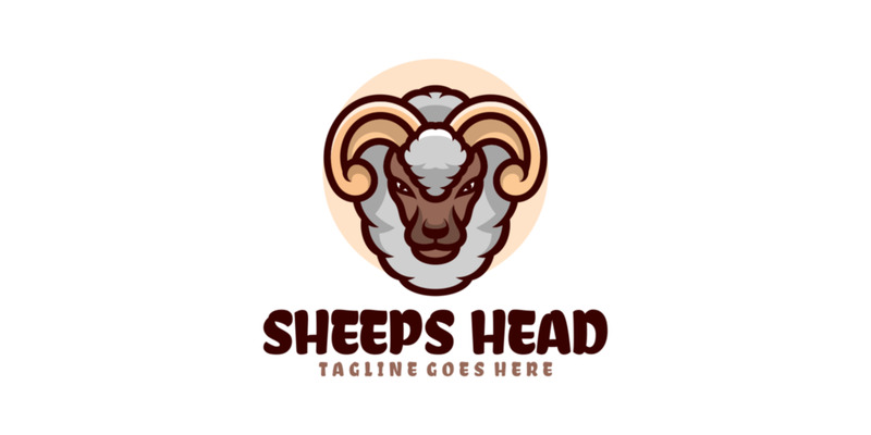 Logo de mascotte simple tête de mouton - Caractéristiques de l’image 1