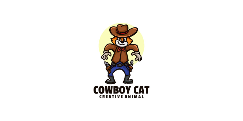 Style de logo de dessin animé de chat de cowboy - Caractéristiques de l’image 1