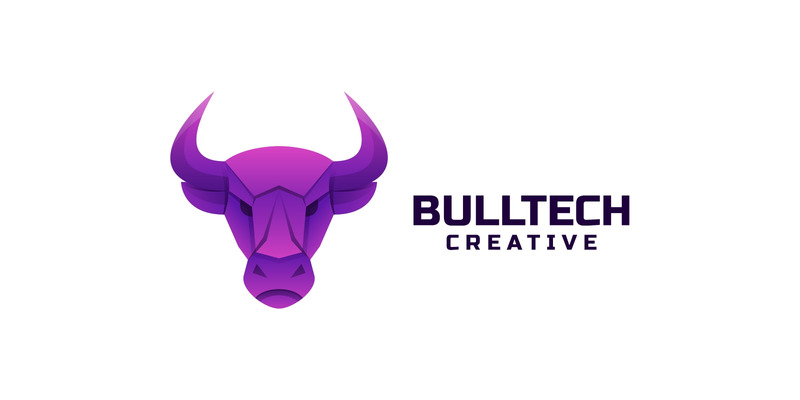 Modèle de logo de dégradé Bull Tech - Caractéristiques de l’image 1