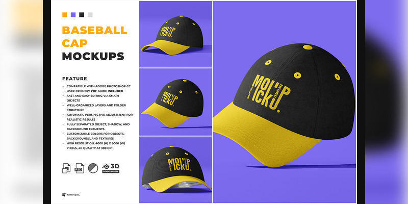 Baseball Cap Mockup Design 477 - Features Image 1