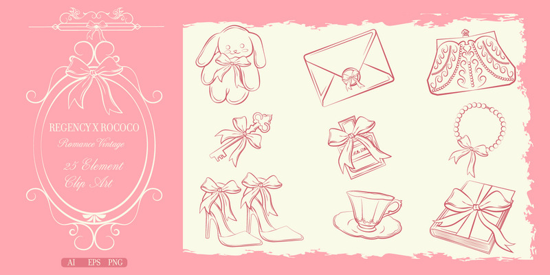 Hand Drawn Regency Romance Vintage Illustration - Features Image 1