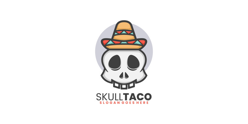 Schädel-Tacos-einfacher Logo-Stil - Eigenschaften Bild 1