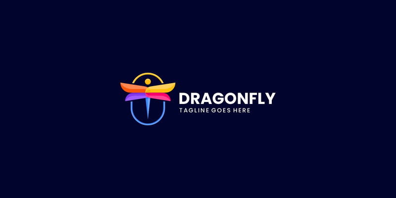 Ważka Kolorowy Styl Logo - Obraz funkcji 1