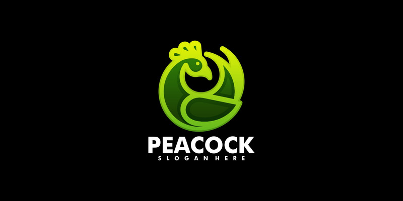 Logotipo de degradado de arte de línea de pavo real - Características Imagen 1