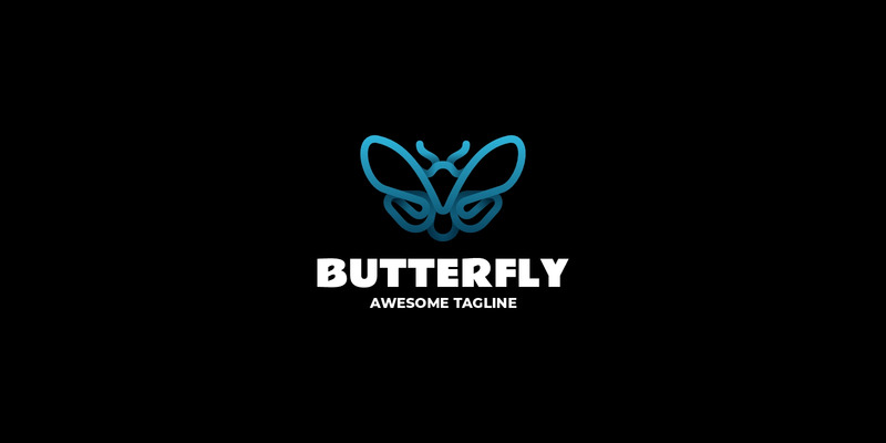 Modello di logo con linea sfumata a farfalla - Caratteristiche Immagine 1