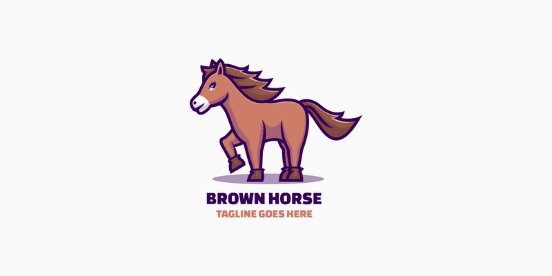 Logo mascotte semplice cavallo marrone - Caratteristiche Immagine 1