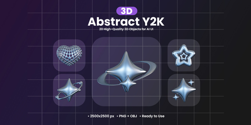 Abstract Y2K Shapes 3D Icon - Features Image 1