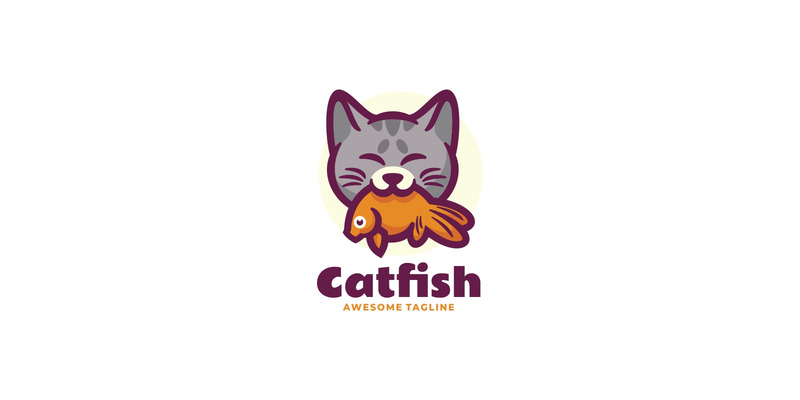 Design de logotipo de desenho animado de peixe gato - Features Image 1