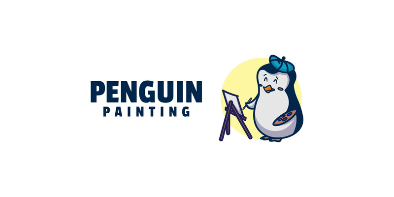 Pingwin malowanie maskotka kreskówka logo - Obraz funkcji 1