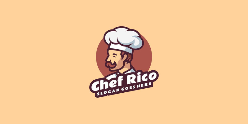 Modello di progettazione del logo della mascotte dello chef - Caratteristiche Immagine 1