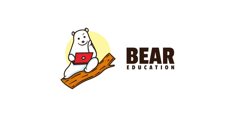 Niedźwiedź Edukacja Proste Logo Maskotki - Obraz funkcji 1