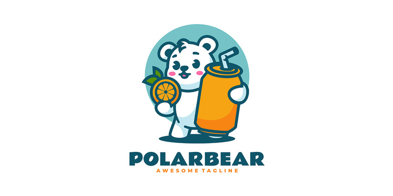 Logo de dessin animé de mascotte de jus d'orange d'ours polaire - Caractéristiques de l’image 1