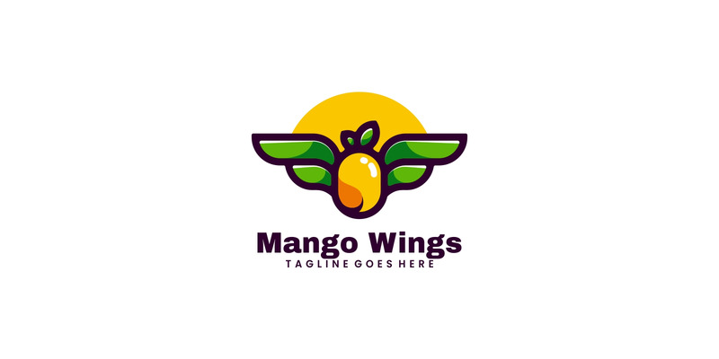 Logo della mascotte semplice delle ali di mango - Caratteristiche Immagine 1