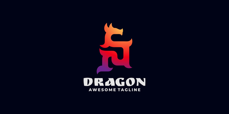 Vector Dragon färggradient logotyp - Features Image 1