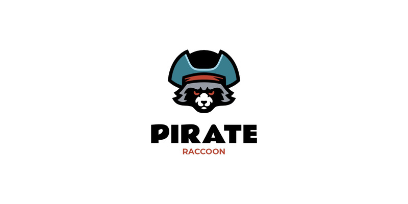 Mascot Pirate Raccoon Logo Design - Features Image 1