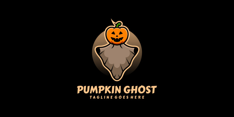 Logo del fumetto della mascotte del fantasma della zucca - Caratteristiche Immagine 1
