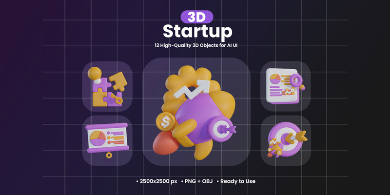 Startup 3D Icon Pack Design - Features Image 1