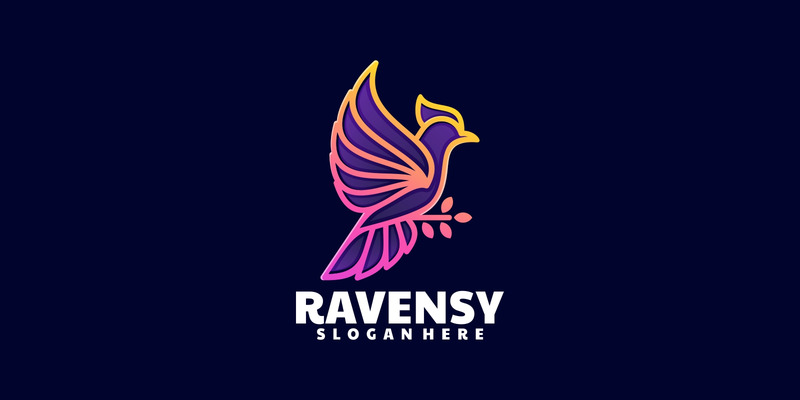 Raven Line Art Gradient Logo - Features Image 1